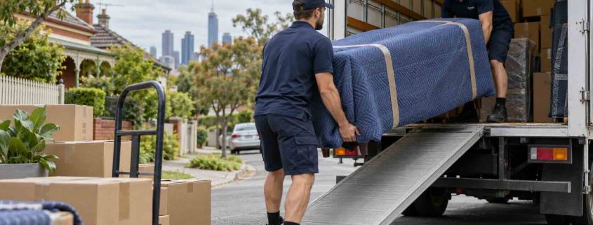 Two Removalists Loading Sofa Melbourne Street